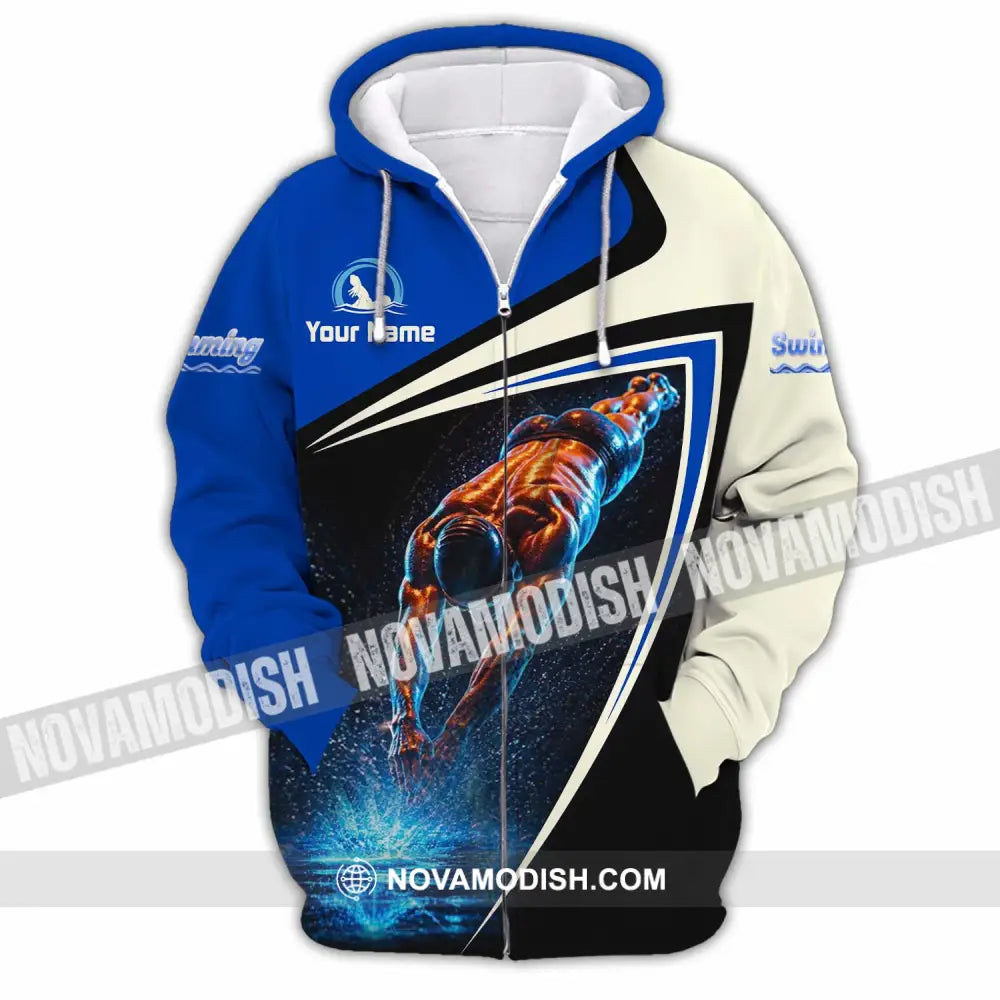 Men Shirt - Custom Swimming Shirt - Zipper Hoodie / S - T-shirt