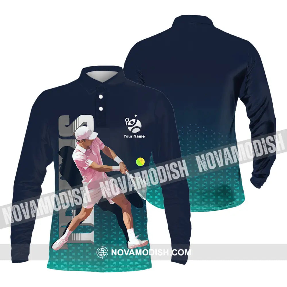 Men Shirt - Custom Tennis 3D Shirt Long Sleeve Polo / S T-shirt