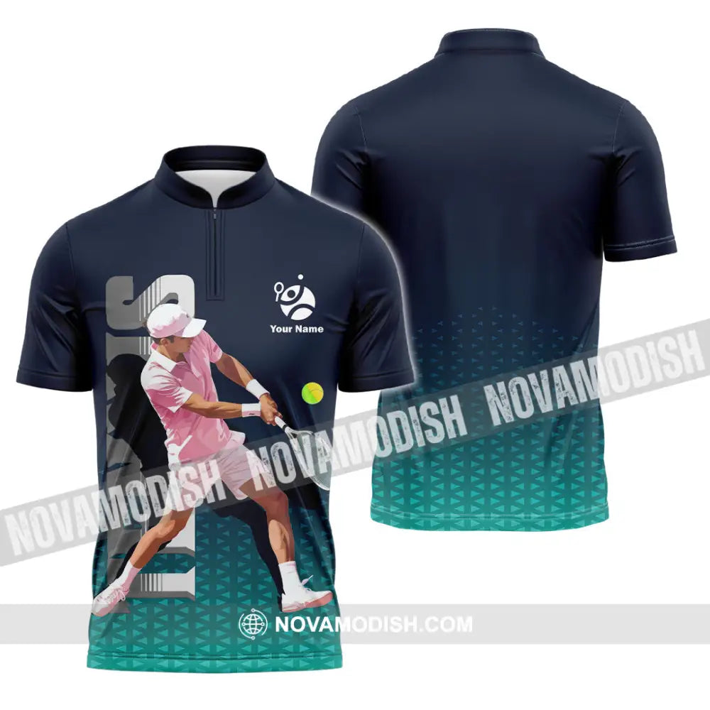 Men Shirt - Custom Tennis 3D Shirt Zipper Polo Shirt / S T-shirt