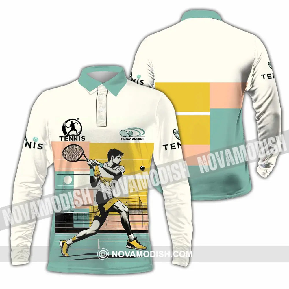 Men Shirt - Custom Tennis Sport Shirt Long Sleeve Polo / S T-shirt