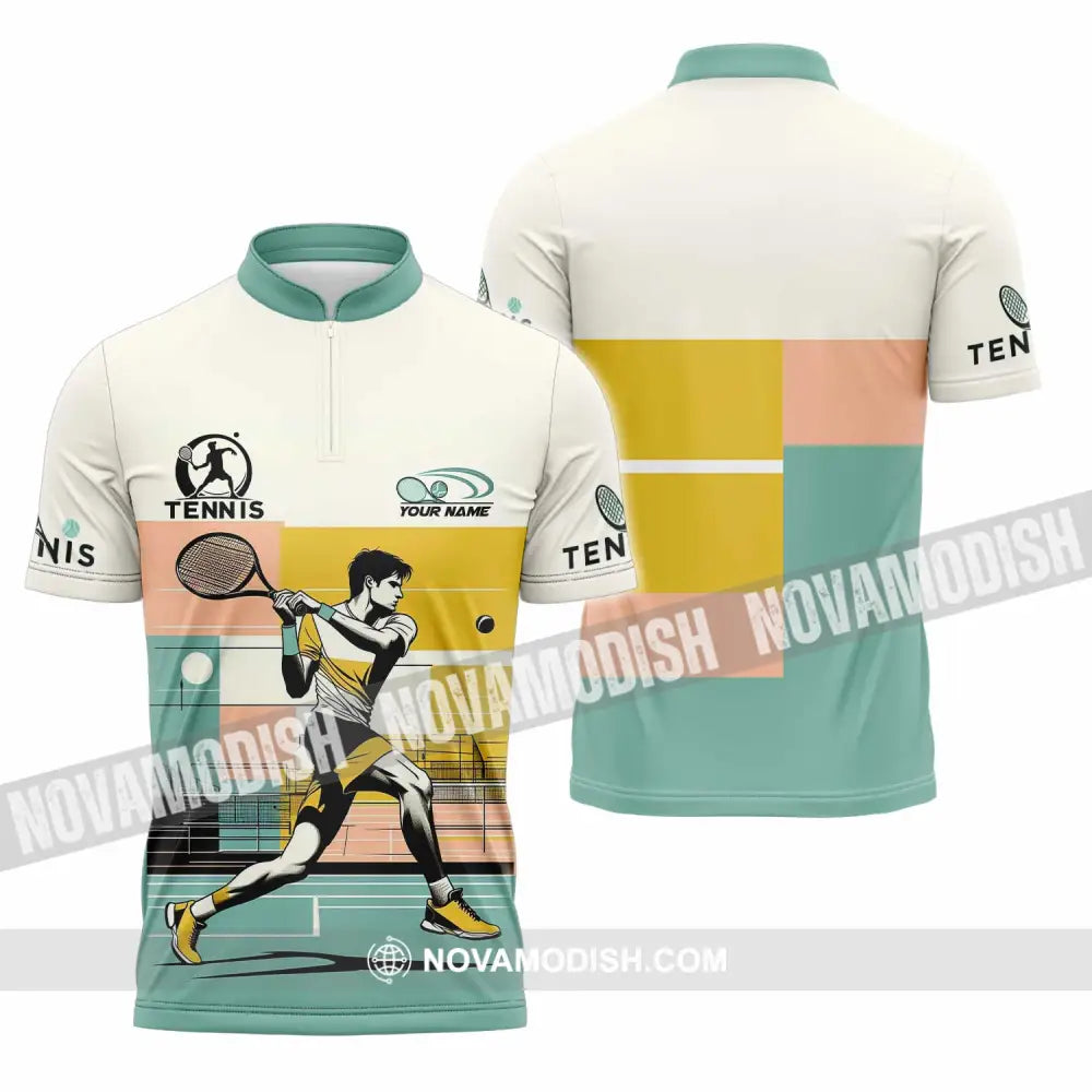 Men Shirt - Custom Tennis Sport Shirt Zipper Polo Shirt / S T-shirt