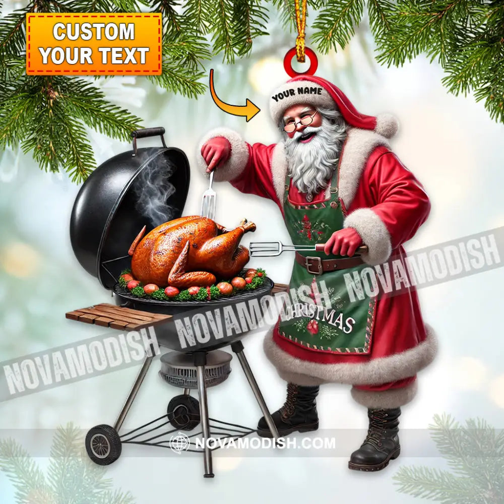 Merry Christmas Santa Bbq Home Decor Ornament Personalized 3.54’’ / 1