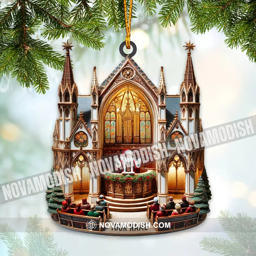 Merry Christmas Santa Church Home Decor Ornament Personalized