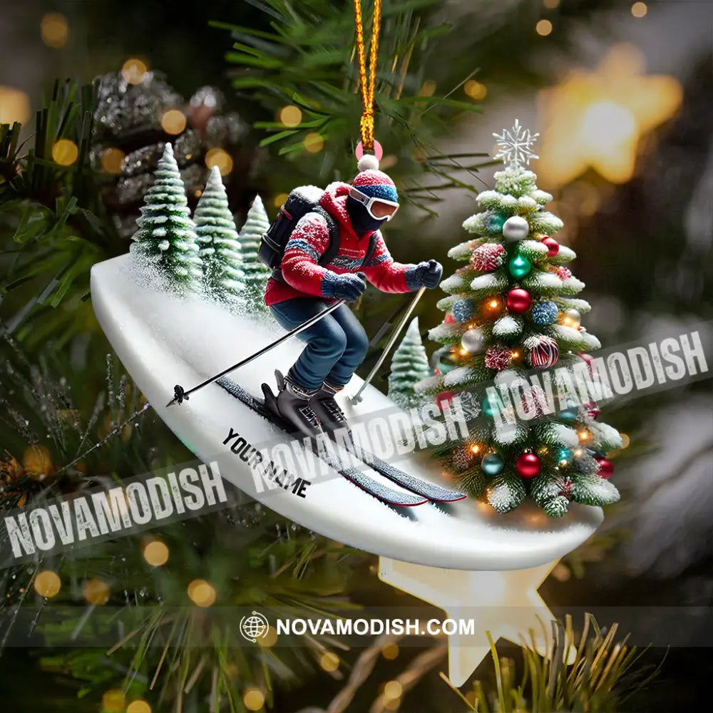 Merry Christmas Skiing Home Decor Ornament Personalized 3.54’’ / 1