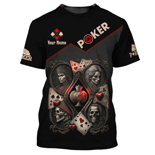Unisex-Shirt, individuelles Namens-Poker-T-Shirt, Poker-Schädel-König-Königin, Casino-Shirt, Poker-Geschenk
