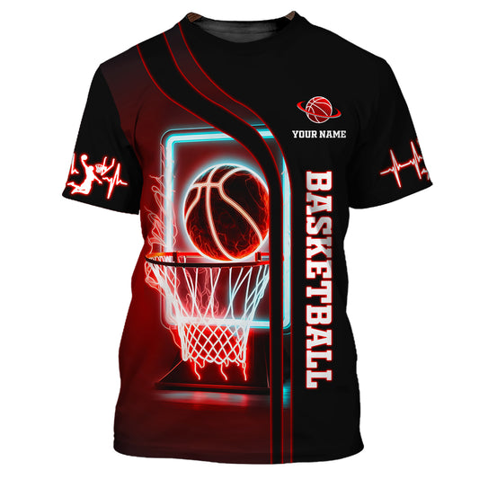 Man Shirt, Custom Name Basketball T-Shirt, Basketball Hoodie, Gift for Basketball Player
