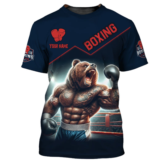 Man Shirt, Custom Name Shirt for Boxing Lover, Boxing Bear Shirt, Boxing Hoodie Shirt Polo Long Sleeve