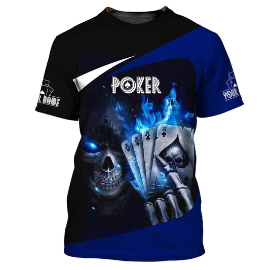 Unisex-Shirt, individuelles Namens-Poker-T-Shirt, Poker-Schädel, Casino-Shirt, Poker-Geschenk