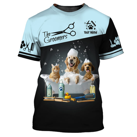 Unisex Shirt, Custom Name Groomer Shirt, Dog Groomer Hoodie Polo Shirt, Dog Grooming T-Shirt