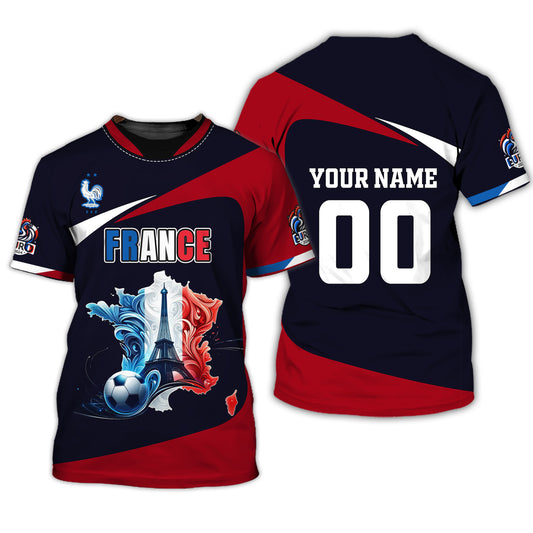 Unisex Shirt, Custom Name and Number France Euro 2024 Football Shirt, France Football Polo Long Sleeve