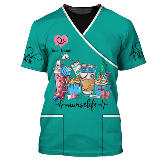 Damen-Shirt, Krankenschwester-T-Shirt mit individuellem Namen, Krankenschwester-Life-Shirt, Shirt für Krankenschwestern