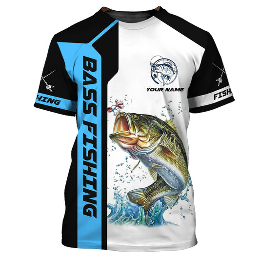 Unisex Shirt, Custom Name Bass Fishing T-Shirt, Fishing Apparel, Shirt for Fishermen