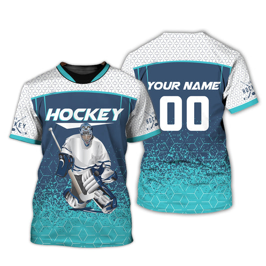 Herren-Shirt, individuelles Eishockey-T-Shirt mit Namen und Nummer, Eishockey-Liebe, Geschenk für Hockeyspieler