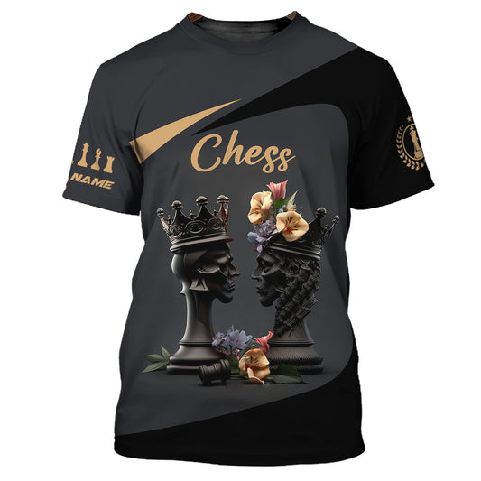 Unisex-Shirt, Schach-T-Shirt mit individuellem Namen, Schachspiel-König-Königin-Shirt