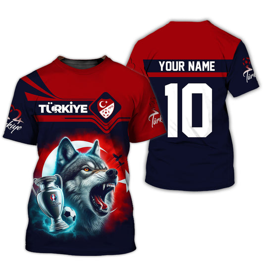 Unisex Shirt, Custom Name and Number Turkey Football Polo Shirt, Euro 2024 Turkey Football Hoodie Long Sleeve Shirt