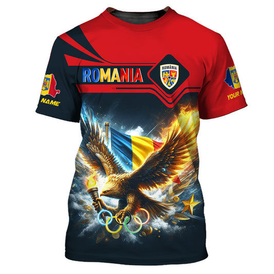 Unisex Shirt, Custom Name Romania Shirt, Romania Love Hoodie Long Sleeve Shirt