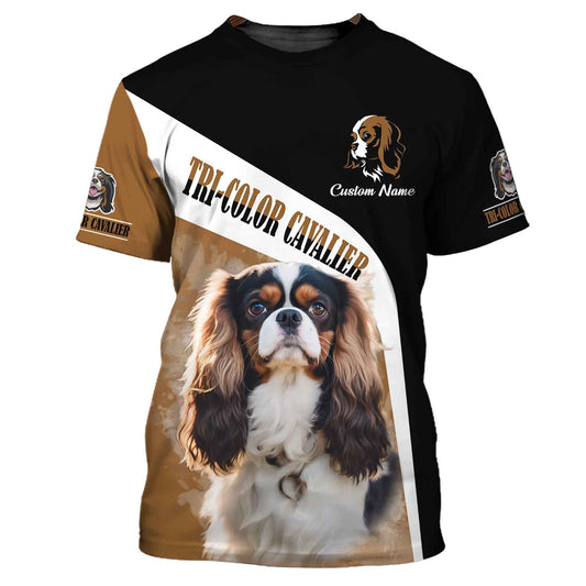 Unisex Shirt, Tricolor Cavalier T-Shirt mit individuellem Namen, Shirt für Hundeliebhaber