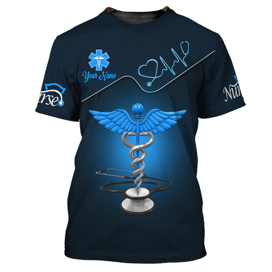 Woman Shirt, Custom Name Nurse T-Shirt, Nurse Angel Shirt, Shirt For Nurses