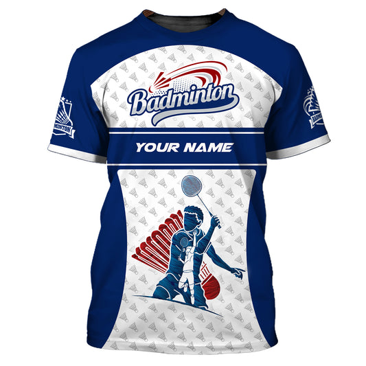 Männer-Shirt, individuelles Namens-Badminton-T-Shirt, Badminton-Shirt, Geschenk für Badminton-Spieler