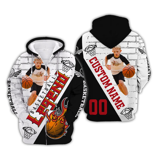 Man Shirt, Custom Photo Name and Number Basketball T-Shirt, Basketball Legend, Gift for Basketball Player