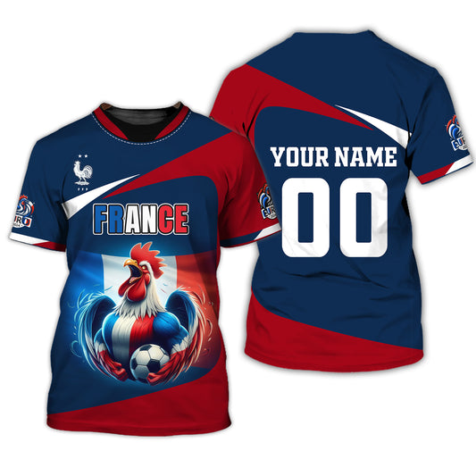 Unisex Shirt, Custom Name and Number France Euro 2024 Football Shirt, France Football Polo Long Sleeve