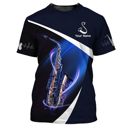 Unisex-Shirt, individuelles Namens-Saxophon-T-Shirt, Sax-Spieler-Shirts, Saxophonisten-Geschenk