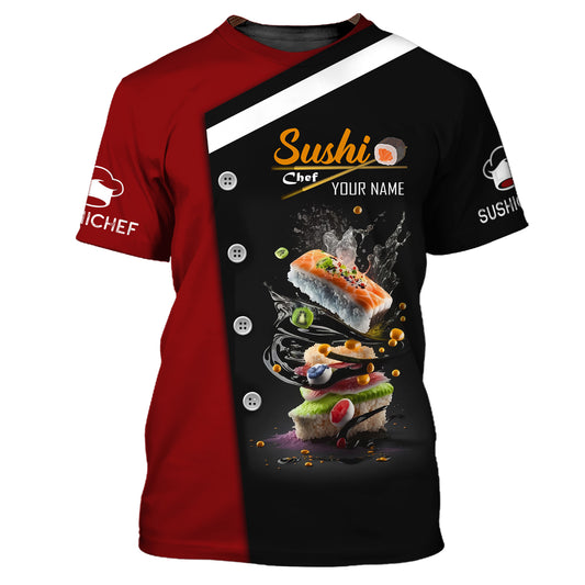 Unisex-Shirt, individuelles Namensshirt für Koch, Sushi-Koch-T-Shirt, Kochbekleidung
