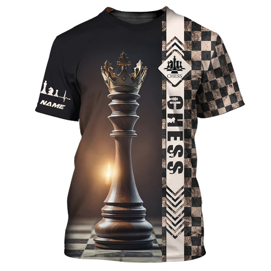Unisex-Shirt, Schach-T-Shirt mit individuellem Namen, Schachspiel-König-Shirt