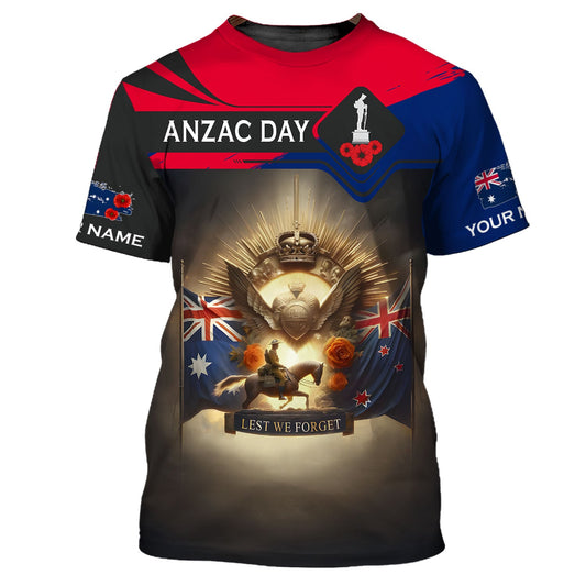Unisex Shirt - Custom Name 3D Shirt - Anzac Day Lest We Forget