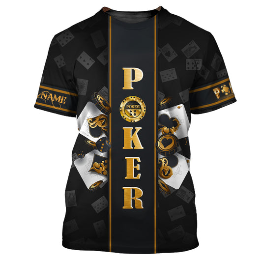 Unisex Shirt, Custom Name Poker T-Shirt, Golden Poker, Casino Shirt, Poker Gift