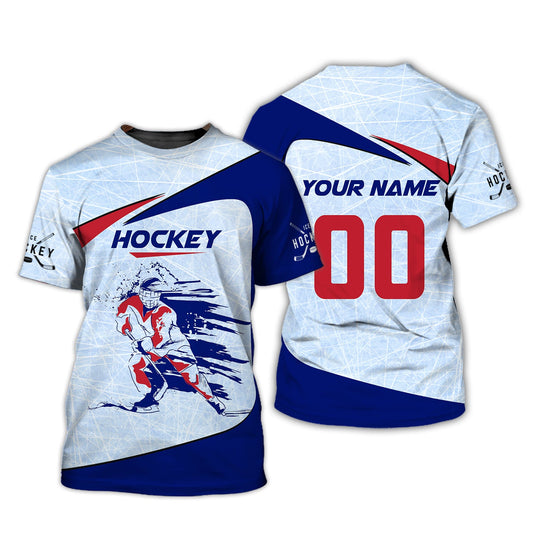 Man Shirt, Custom Name and Number Hockey T-Shirt, Ice Hockey, Gift for Hockey Player