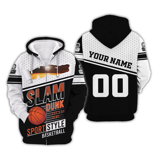 Man Shirt, Custom Name and Number Basketball T-Shirt, Slam Dunk Sport Style, Gift for Basketball Player