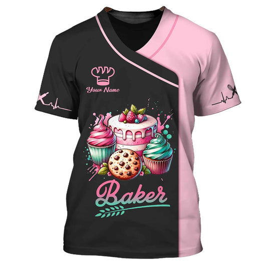 Woman Shirt, Custom Name Baker Shirt, Bakery Uniform Shirt, Bakery Chef, Baking Lovers Gift