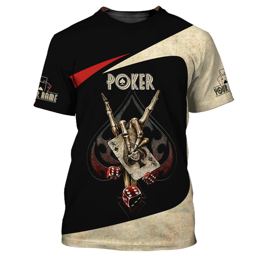Unisex Shirt, Custom Name Poker T-Shirt, Poker Skull Hand, Casino Shirt, Poker Gift