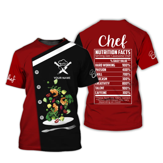 Unisex-Shirt, individuelles Namensshirt für Koch, Nährwert-Koch-T-Shirt, Kochbekleidung