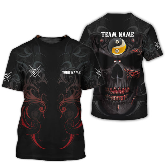 Unisex Shirt, Custom Name and Team Name Bowling Polo Shirt, Bowling Skull T-Shirt, Bowling Hoodie Long Sleeve Shirt