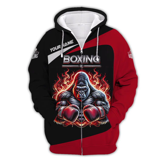 Man Shirt, Custom Name Shirt for Boxing Lover, Boxing Bear Shirt, Boxing Hoodie Polo Long Sleeve Shirt