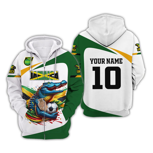 Unisex Shirt, Custom Name and Number Jamaica Football Polo Shirt, Euro 2024 Jamaica Football Hoodie Long Sleeve Shirt