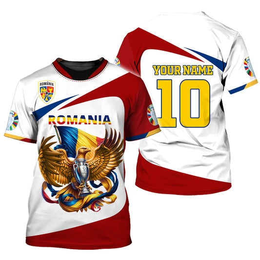 Unisex Shirt, Custom Name and Number Romania Football Polo Shirt, Euro 2024 Romania Football Hoodie Long Sleeve Shirt