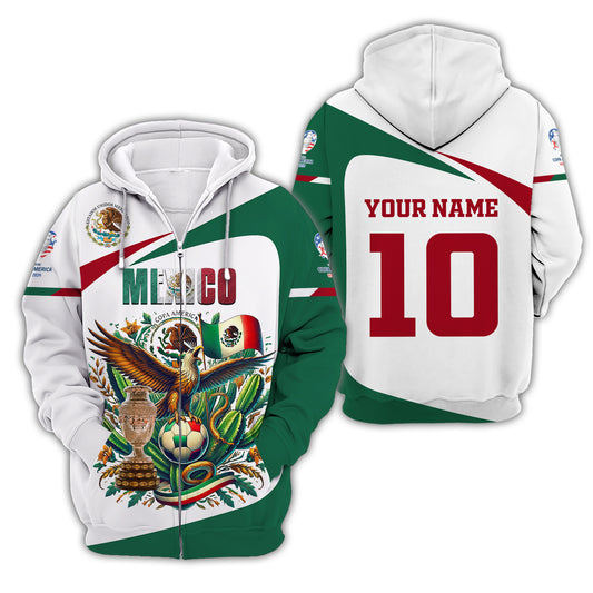 Unisex Shirt, Custom Name and Number Mexico Football Shirt, Mexico Football Polo Long Sleeve Shirt
