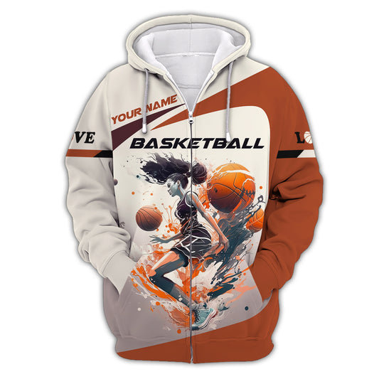 Woman Shirt, Custom Name Basketball Shirt, Basketball Hoodie Polo Shirt, Gift for Basketball Lover