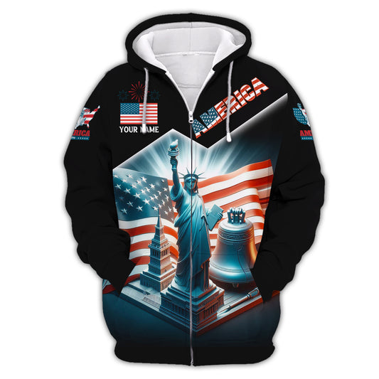Unisex Shirt, Custom Name America T-Shirt, America Polo Shirt, America Love Gift