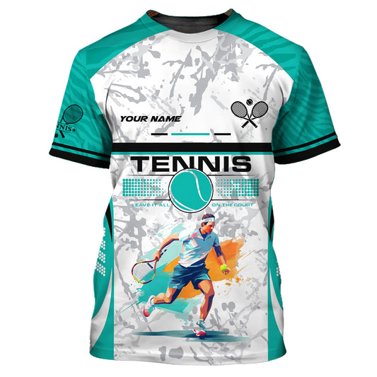 Herren-Shirt, Tennis-Shirt, „Lass alles auf dem Platz“, Tennis-Club-Shirt, Geschenk für Tennisspieler, Tennis-Geschenke