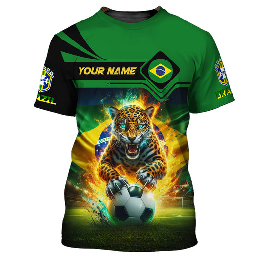 Man Shirt, Custom Name Brazil Football Shirt, Soccer T-Shirt, Gift for Football Lover