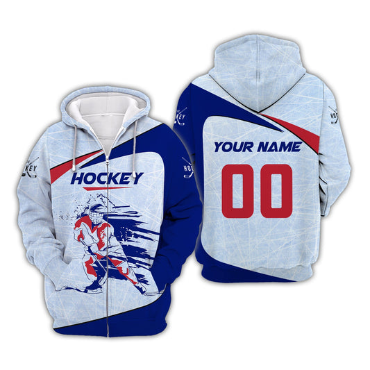 Man Shirt, Custom Name and Number Hockey T-Shirt, Ice Hockey, Gift for Hockey Player