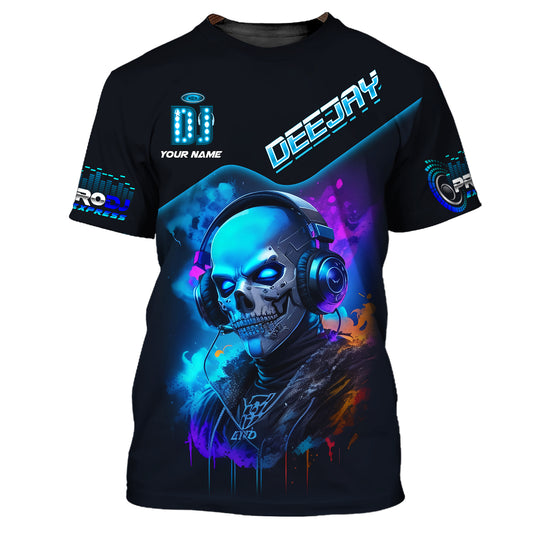 Unisex Shirt, Custom Name Disc Jockey T-Shirt, Deejay Shirt, DJ Skull, Gift For DJ