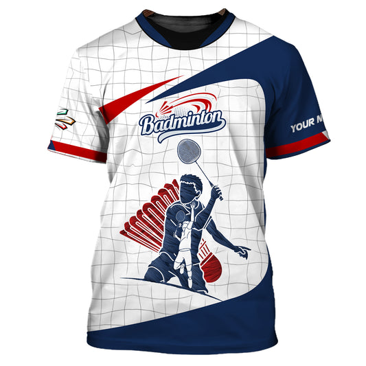Herren-Shirt, individuelles Namens-Badminton-T-Shirt, Badminton-Shirt, Geschenk für Badminton-Spieler