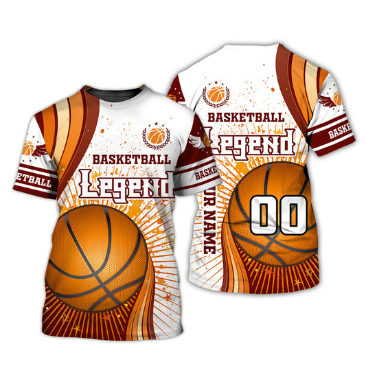 Herren-Shirt, Basketball-T-Shirt mit individuellem Namen und Nummer, Basketball-Legende, Geschenk für Basketballspieler