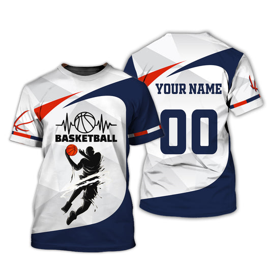 Herren-Shirt, Basketball-T-Shirt mit individuellem Namen und Nummer, Basketball-Mann, Geschenk für Basketballspieler