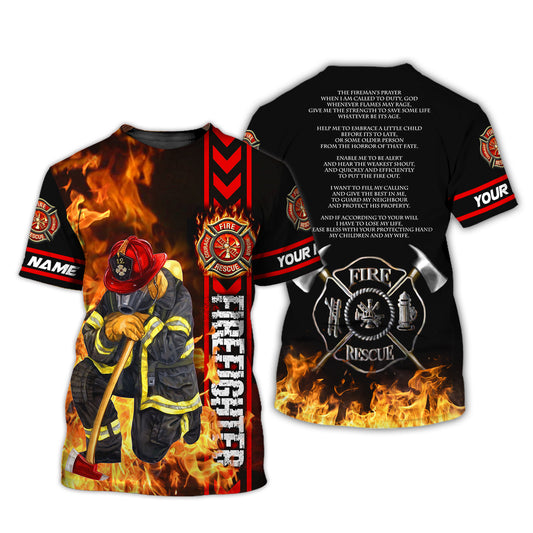 Herren-Shirt, individuelles Namensshirt für Feuerwehrmann, Feuerwehr-T-Shirt, Feuerwehr-Poloshirt